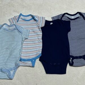 Wonder Nation Blue and White Striped Bodysuits Set